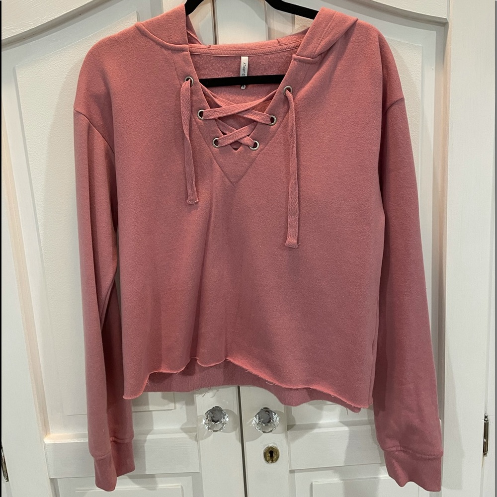 Z Supply pink cropped hoodie